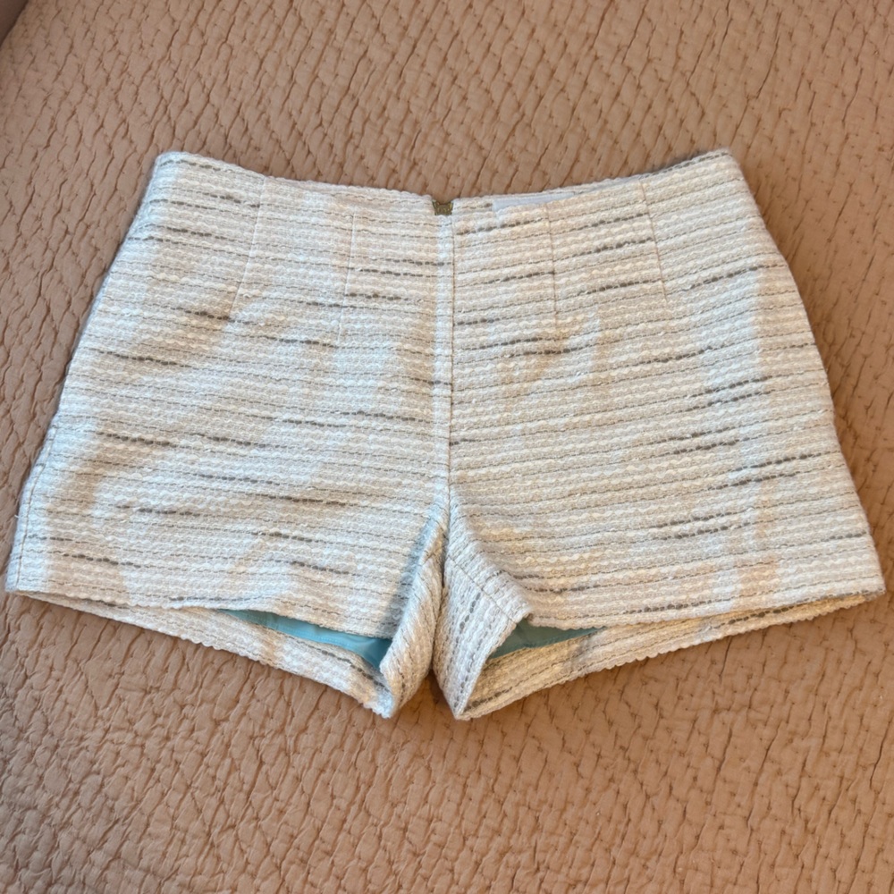 NWT Sail to Sable Cream Tweed Shorts w Mint Zips and Lining, Size 4, Pockets